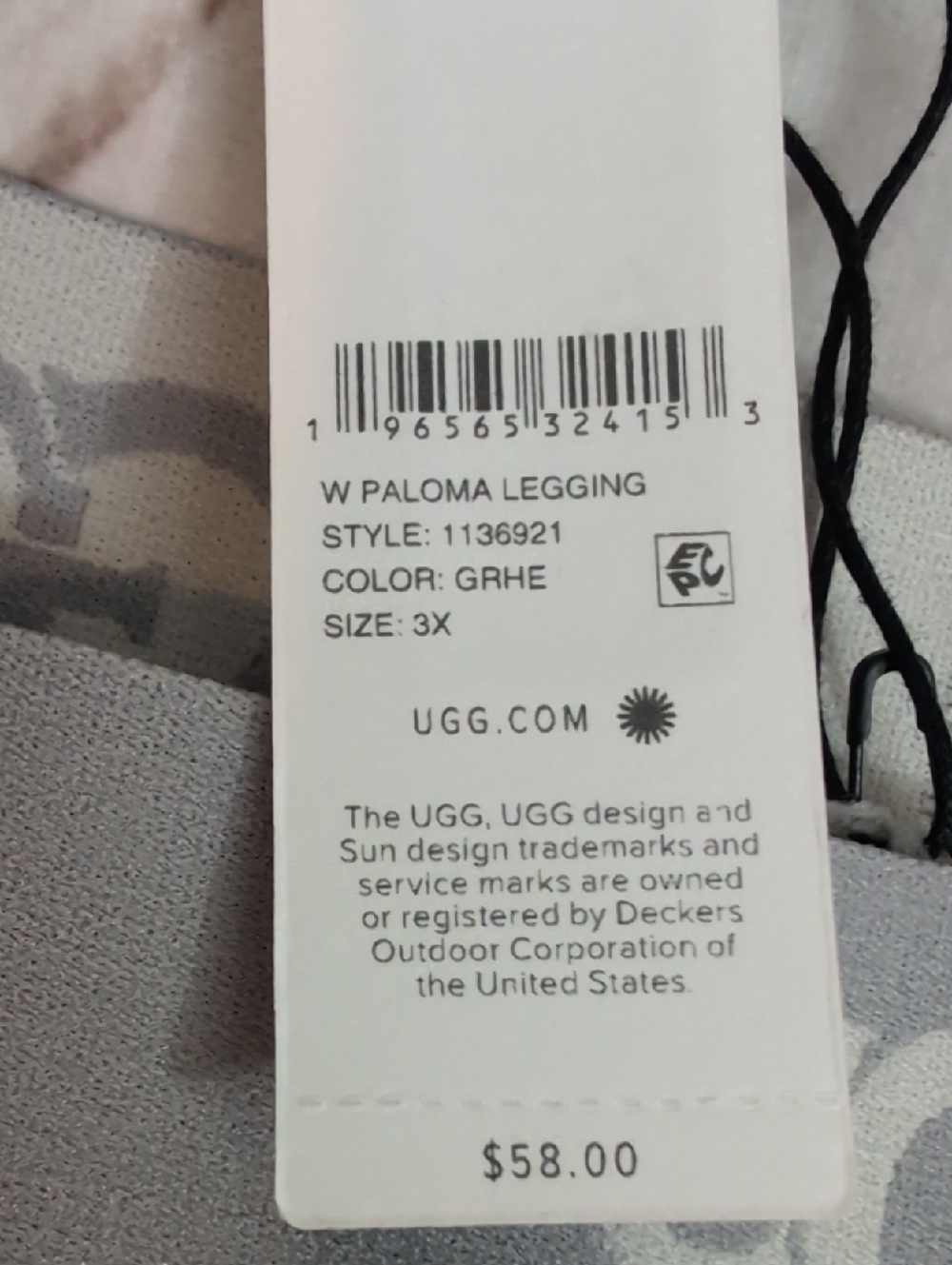Ugg Women's Heather Gray Plus Size 3X Paloma Legging - Picture 2 of 5